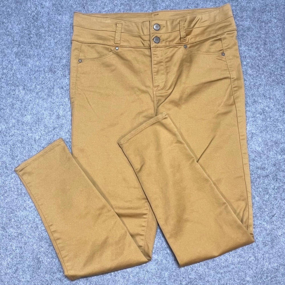 Tinseltown Denim Couture Womens Mustard Yellow High Rise Skinny Pants Size 11